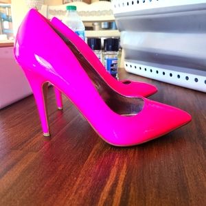 Neon pink heels